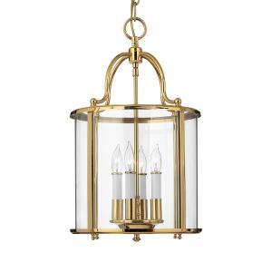 Závesné svietidlo Gentry 4xE14 leštená mosadz/číra