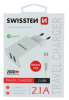 Nabíjačka Swissten Smart IC 2 x USB + Micro Usb kábel, 2.1A, 10,5W biela