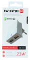 Nabíjací adaptér Swissten 2 x USB,  Quick Charge 3.0, max 23W biely