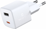 Rýchlonabíjačka Swissten Mini GaN, USB,USB-C, PD 30W, biela