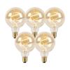 Sada 5ks E27 stmievateľných LED žiaroviek so špirálovým vláknom G95 goldline