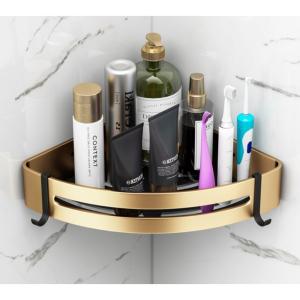 Elegantná rohová polica do kúpeľne, zlatá