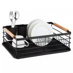 Odkvapkávač na riad s bambusovými rúčkami, čierna KH1728