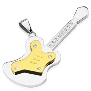 Prívesok z ocele - veľká gitara so zirkónmi G4.2