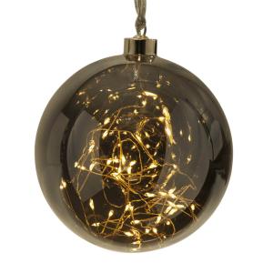 LED deko guľa Glow, skla, Ø 15 cm dymová sivá