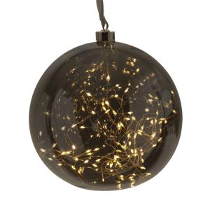 LED deko guľa Glow, skla, Ø 20 cm dymová sivá