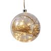 LED deko guľa Glow, číra, ratan Ø 20 cm
