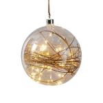 LED deko guľa Glow, číra, ratan Ø 20 cm