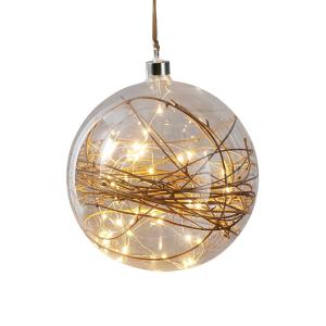 LED deko guľa Glow, číra, ratan Ø 20 cm