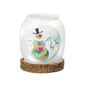 Sklenená LED váza Snehuliak, batériou napájaná