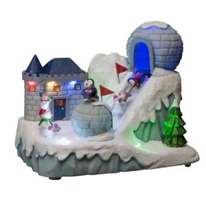 LED ozdobný lyžiarsky svah s hudbou