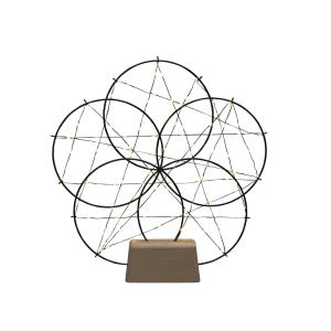 Dekoračná LED lampa 5 malých kruhov drevený podst.