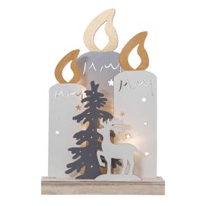 Dekoračná LED lampa Fauna a sviečky, strom a jeleň