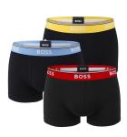 BOSS - boxerky 3PACK cotton stretch black with red & blue color waist - limitovaná fashion edícia (HUGO BOSS)