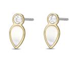 Fossil Jemné pozlátené náušnice kôstky s perleťou Teardrop JF04249710