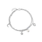 JwL Luxury Pearls Dvojitý strieborný náramok s príveskami a pravou perlou JL0802