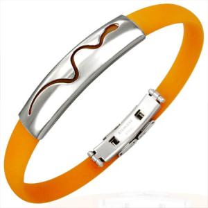 Oranžový gumový náramok - vlniaci sa had U3.18