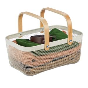 Drôtený košík s drevenými rúčkami biely, RD45991