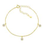 Brilio Silver Slušivý pozlátený náramok s kvietkami BRC83Y