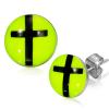 Puzetové náušnice z ocele - latinský kríž v koliesku AA38.10