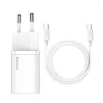 Baseus TZCCSUP-L02 Super Si Quick Nabíječka USB-C 25W + Datový Kabel USB-C  to USB-C 1m White