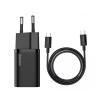 Baseus TZCCSUP-L01 Super Si Quick Nabíječka USB-C 25W + Datový Kabel USB-C  to USB-C 1m Black