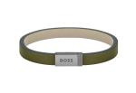 Hugo Boss Moderný khaki kožený náramok Jace 1580338 17,5 cm