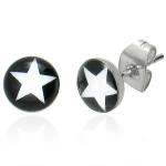 Okrúhle puzetkové náušnice - biela hviezda Q1.9