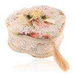 Šperkovnica - trojlístok, motív kvetov, čipka a zrkadielko Y58.13