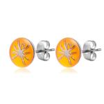 Puzetové náušnice z ocele - biely pavúk AC8.12