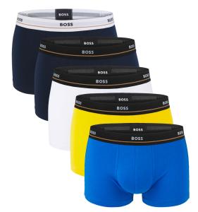 BOSS - boxerky 5PACK essential cotton stretch blue & yellow color combo - limitovana fashion edícia (HUGO BOSS)