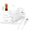 SIEŤOVÁ NABÍJAČKA NA MOBIL A TABLET SPIGEN PE2C10CL 1-PORT NETWORK CHARGER PD20W + LIGHTNING CABLE WHITE