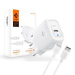SIEŤOVÁ NABÍJAČKA NA MOBIL A TABLET SPIGEN PE2C10CL 1-PORT NETWORK CHARGER PD20W + LIGHTNING CABLE WHITE