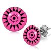 Náušnice z chirurgickej ocele, slnečné kruhy na ružovom podklade S48.16