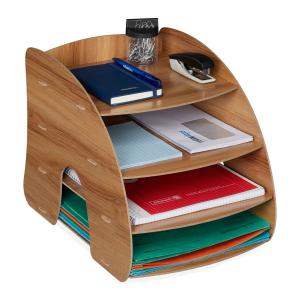 Zásobník na dokumenty so 4 priehradkami RD42747, hnedá