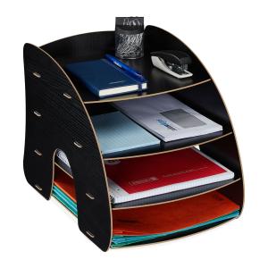 Zásobník na dokumenty so 4 priehradkami RD42747, čierna