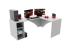 Expedo Počítačový rohový stôl CARAMBOL + LED, 185x74x135, biela, pravá