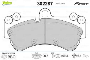 VALEO Sada brzdových platničiek kotúčovej brzdy 302287