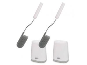 Súprava 2x WC kefa Joseph Joseph Flex Lite 70523, plast, biela/sivá