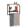 Nástenná polica s držiakom na uteráky čierna, RD24630