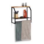 Nástenná polica s držiakom na uteráky čierna, RD24630