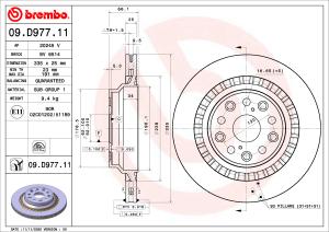 BREMBO Brzdový kotúč 09.D977.11