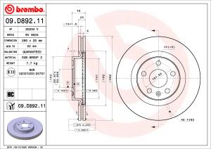 BREMBO Brzdový kotúč 09.D892.11