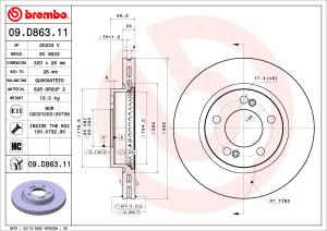 BREMBO Brzdový kotúč 09.D863.11