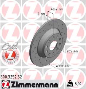 ZIMMERMANN Brzdový kotúč 600.3252.52
