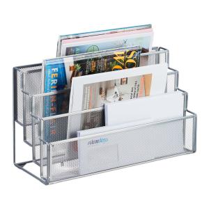 Kovový držiak na časopisy 4 priehradky, strieborný RD47525