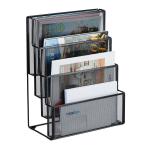 Kovový držiak na časopisy 4 priehradky, čierny RD47526