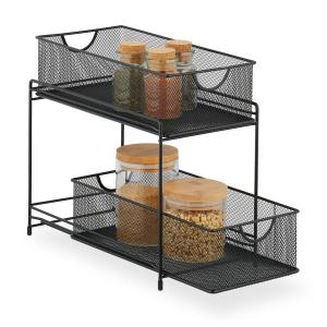 Kuchynský organizér s 2 výsuvnými košíkmi RD47539, čierny