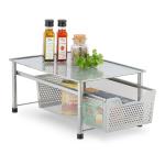 Zásuvková polica s výsuvným košíkom RD47532, strieborná