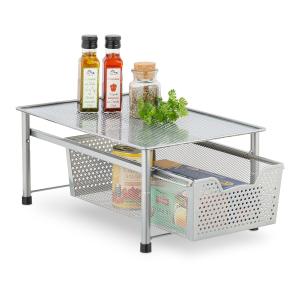 Zásuvková polica s výsuvným košíkom RD47532, strieborná